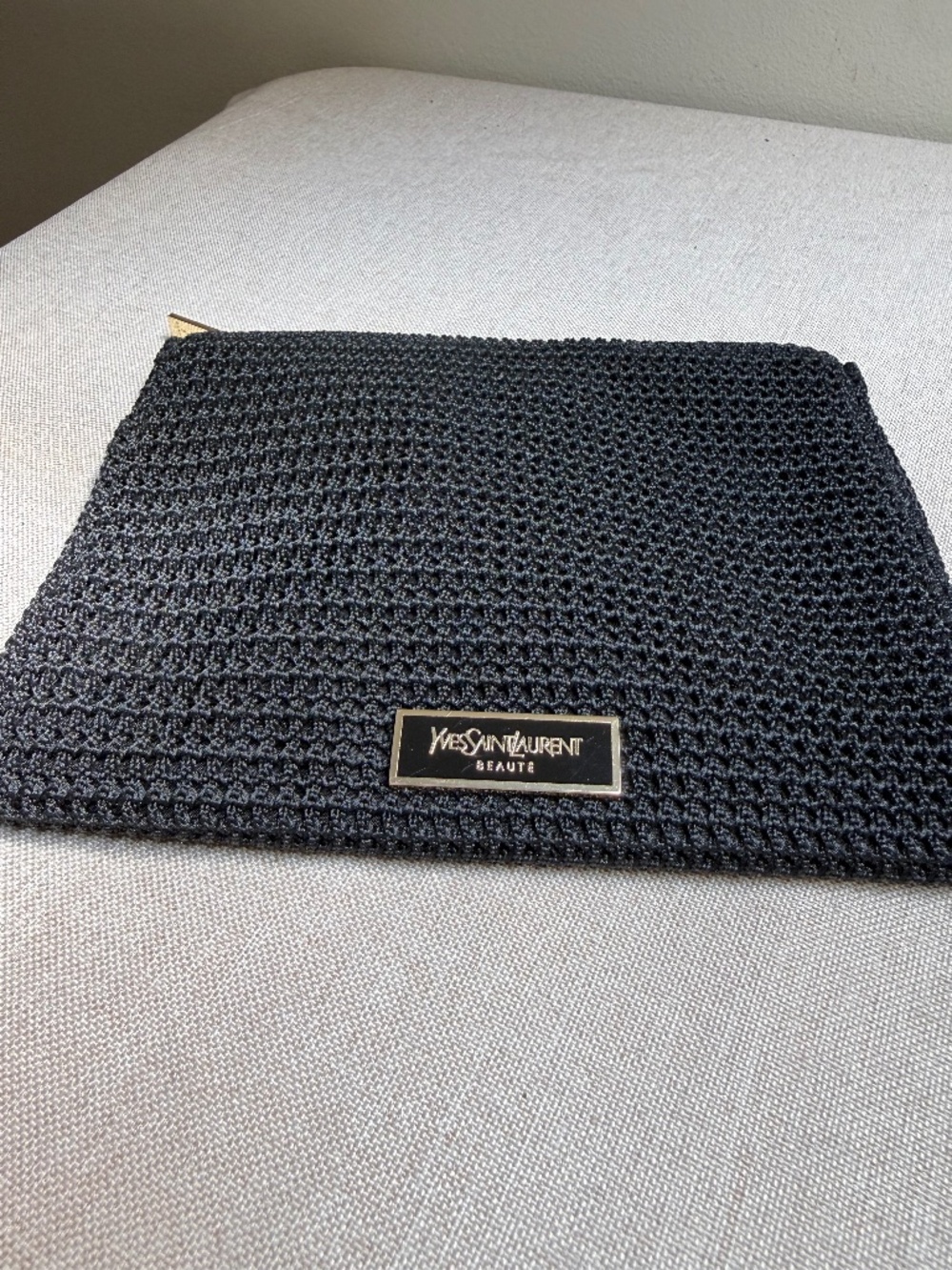 Yves Saint Laurent Beaute Black Woven Cosmetic Bag